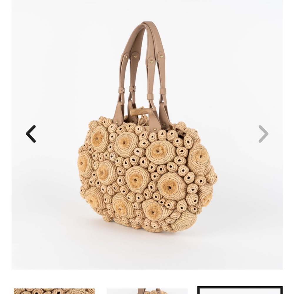 Tan Shoulder Bag with Wooden Accents - Picture 3 of 5